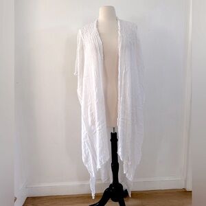 NWOT Free People Long White Cardigan Kaftan Cover Up XS/S